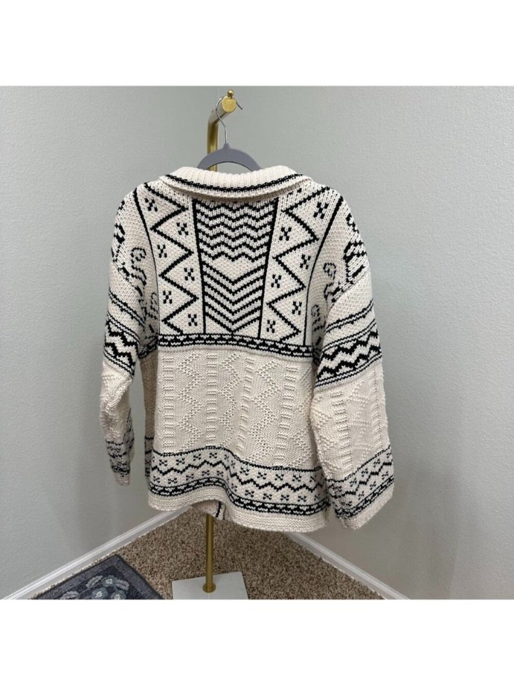 Altar’d State Naya Fair Isle Chunky Knit Toggle Button Cardigan Womens sz Medium - Picture 6 of 8